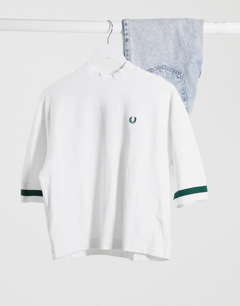 07G119 FRED PERRY__NW6 BIAŁY T-SHIRT LAMPASY__L