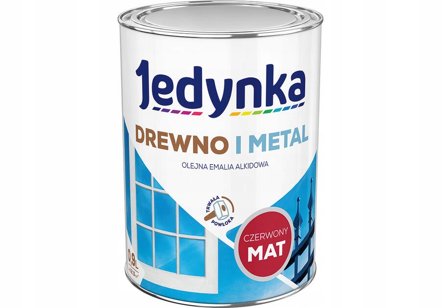 JEDYNKA Drewno i Metal olejna emalia CZERWONY 0,9l