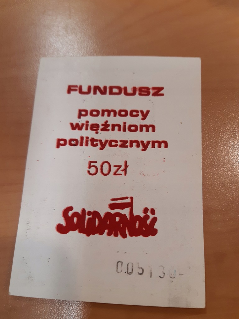 Cegiełka Fundusz Pomocy Więźniom Politycznym 50 zł numerowana