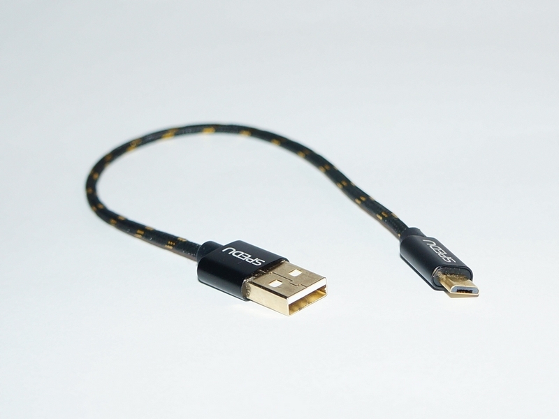 Nowy kabel micro USB Spedu - 25 cm, czarno-złoty