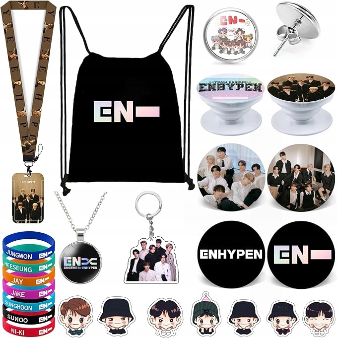 Kpop BTS zestaw dla fana przypinki worek bransoletki plakietki 25 elementów