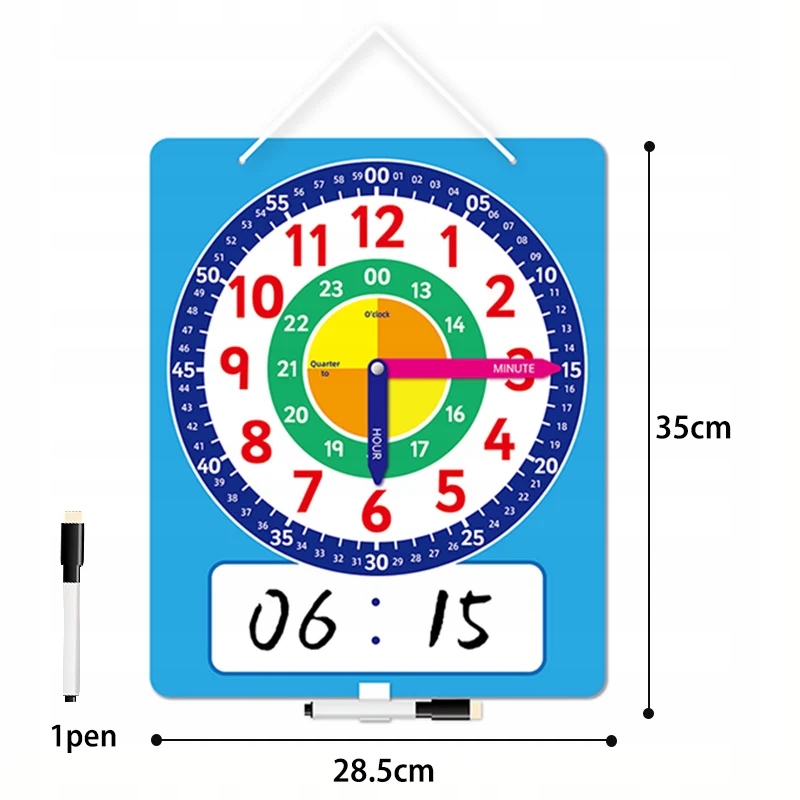Zabawki przedszkolne Montessori Zegar magnetyczny Nauczanie pomocy 24-godzi