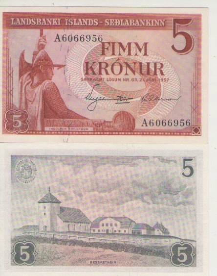 Islandia 5 kr -1957 P# 37 UNC