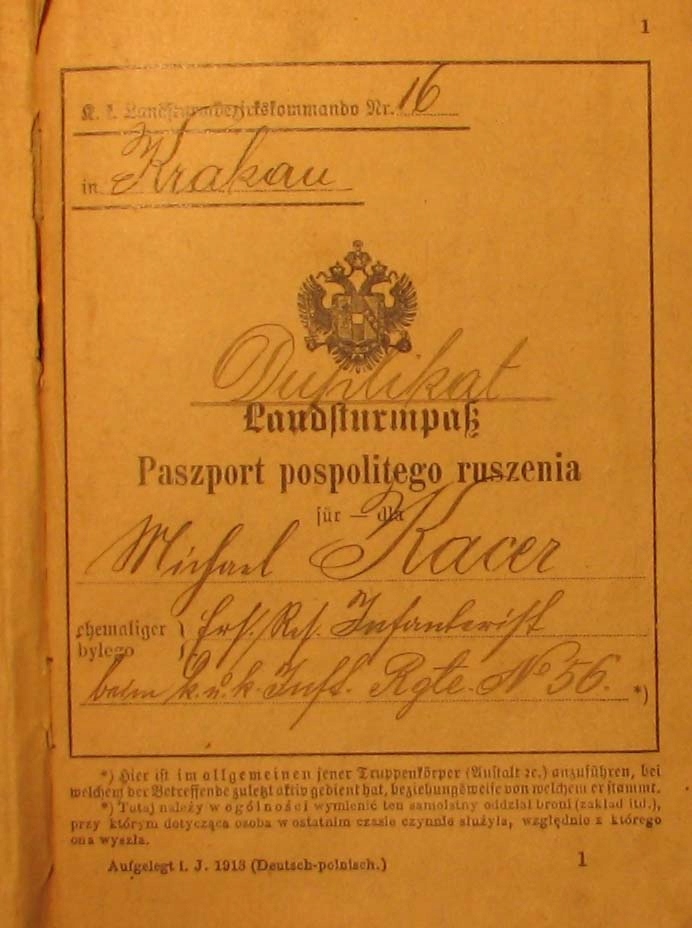PASZPORT C K POSPOLITEGO RUSZENIA DUPLIKAT 1913