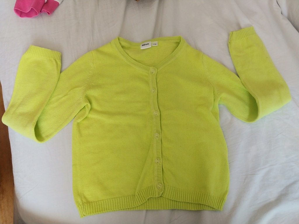 ALIVE Ładny sweter zielone jabłuszko 116cm 6l bdb-