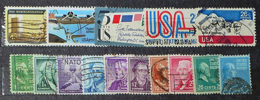 USA - znaczki kasowane - zestaw 6