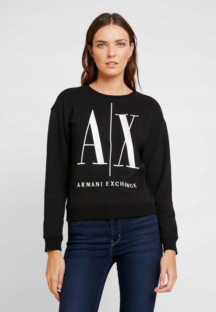 E0E608*ARMANI EXCHANGE BLUZA CZARNA LOGO 34 XS I01