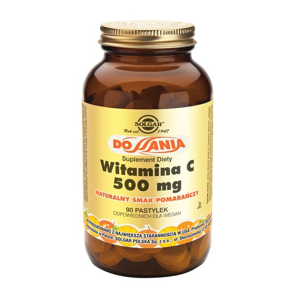 Solgar Witamina C 500 mg smaku pomarańczy, 90 szt.