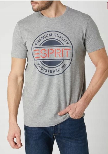 ESPRIT T SHIRT MĘSKI SZARY Z NADRUKIEM M AYF