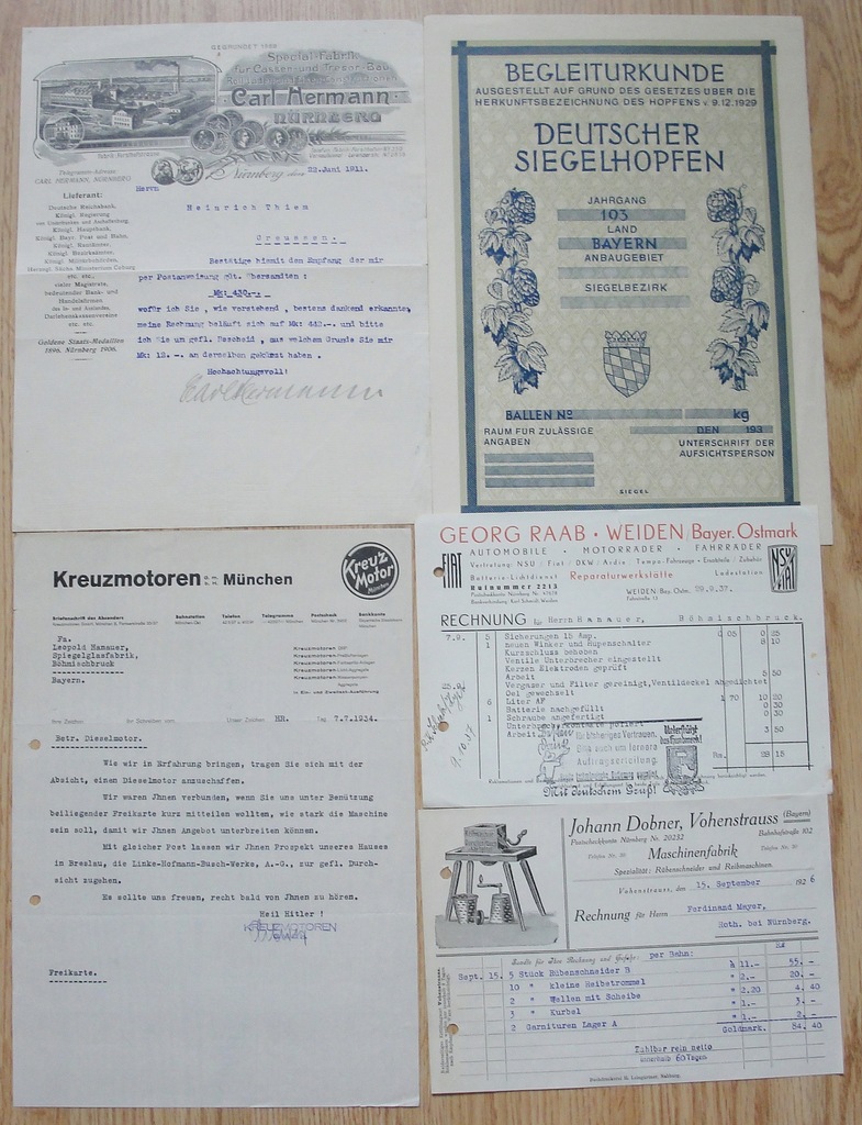 Niemcy - Bawaria, listy, rachunki, reklama od 1900