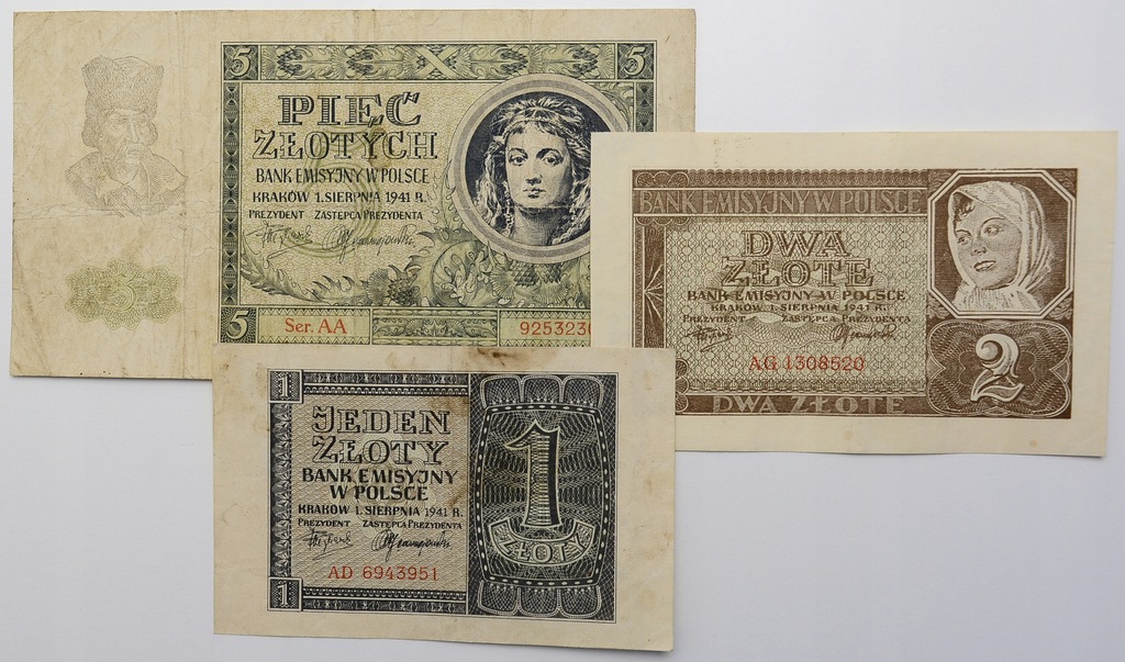 23.di.GG, Zest.Banknotów 1941 szt.3, St.2/3+, 3