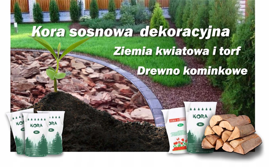 Kora sosnowa ogrodowa, dekoracyjna,workowana 3x80L