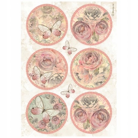 Stamperia Papier ryżowy A4 Shabby Rose 6 Rounds (DFSA4879)