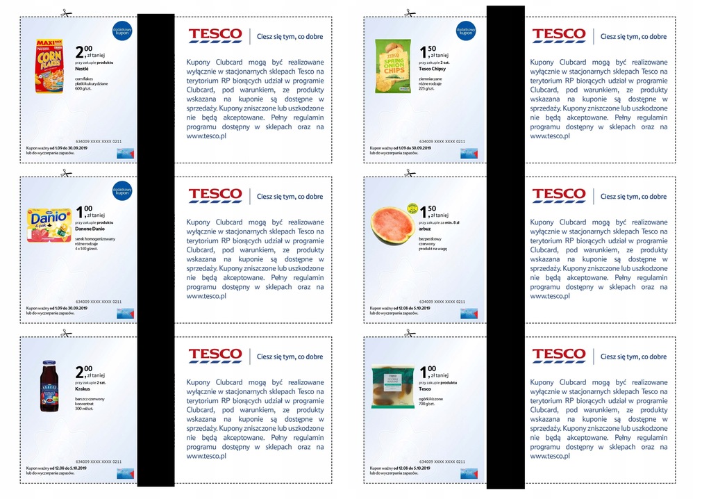 kupony TESCO Clubcard 25zł na produkty do 5.10