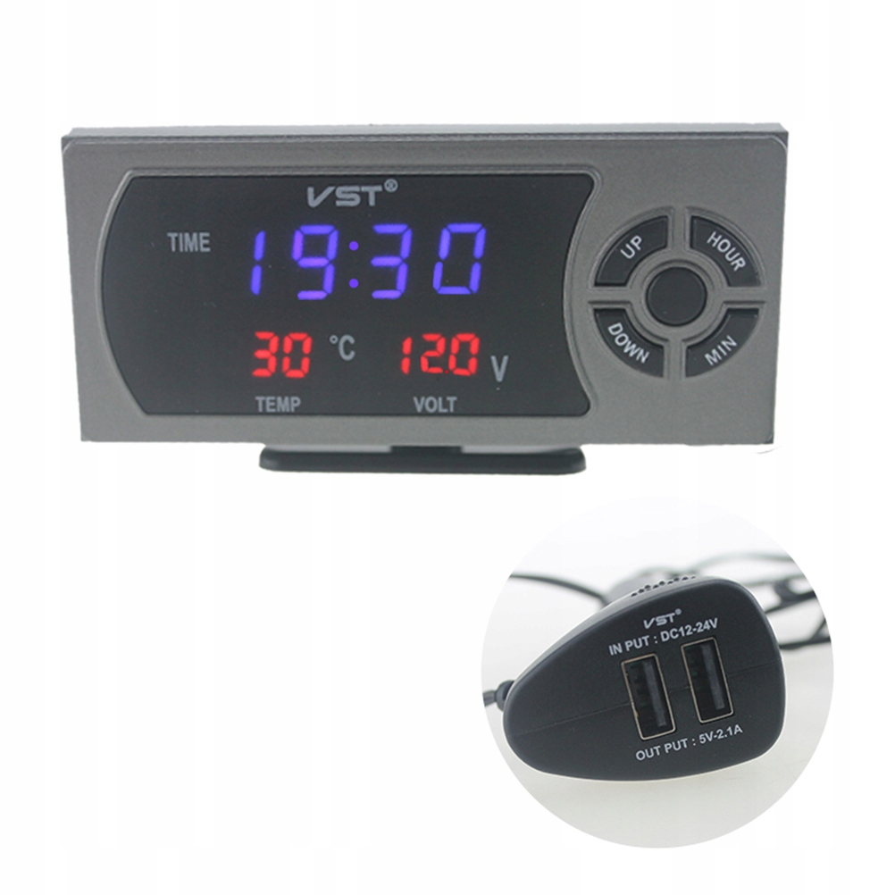 CAR CLOCK WITH THERMOMETER DIGITAL AUTOMOTIVE 3 IN