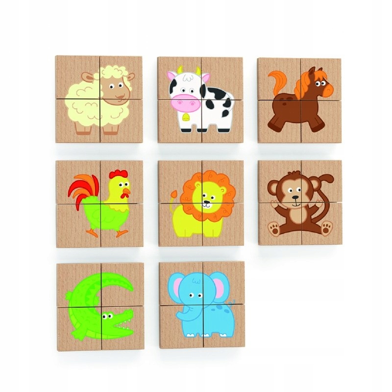 Drewniane Puzzle Magnetyczne Zwierzęta Układanka V