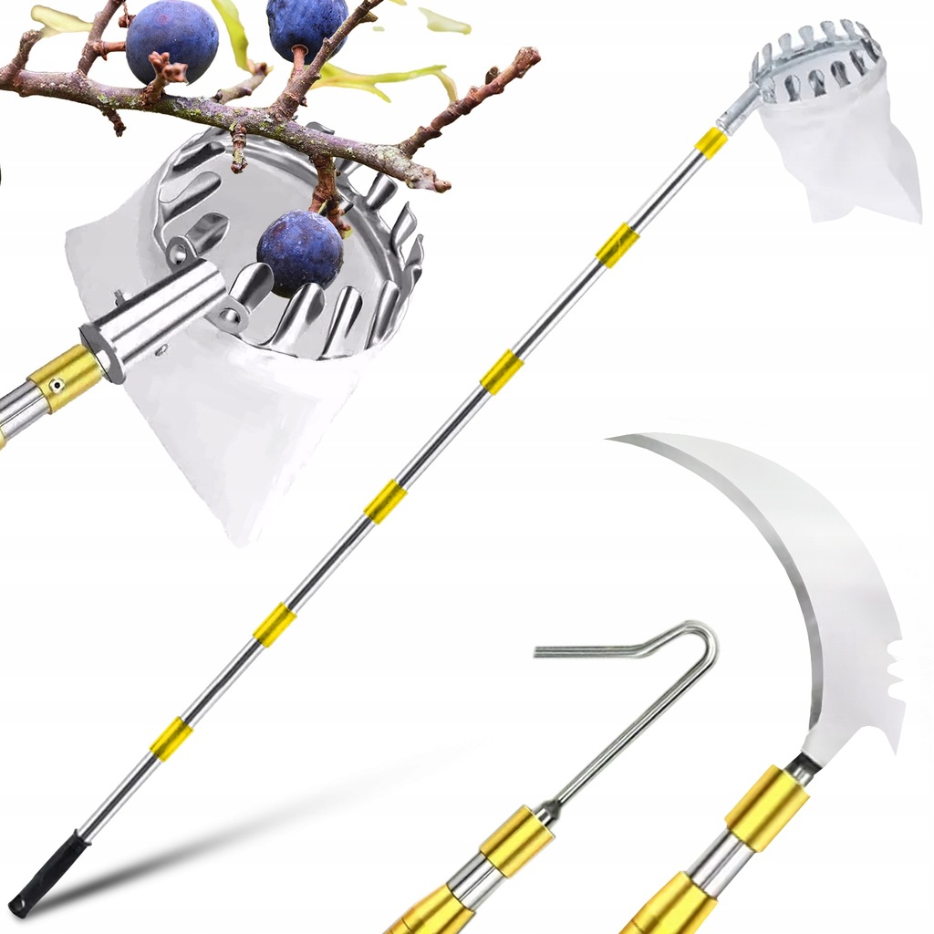 ZBIERACZKA ZBIERACZ DO OWOCÓW JABŁEK ŚLIWEK CZEREŚNI WIŚNI TELESKOPOWY 4m