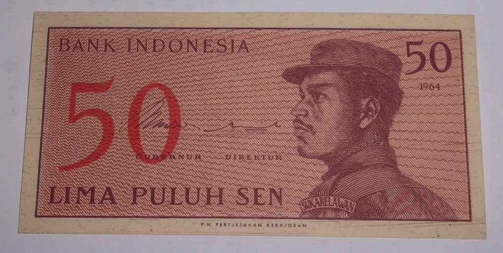 50 lima puluh sen banknot azjatycki Indonezja 1964