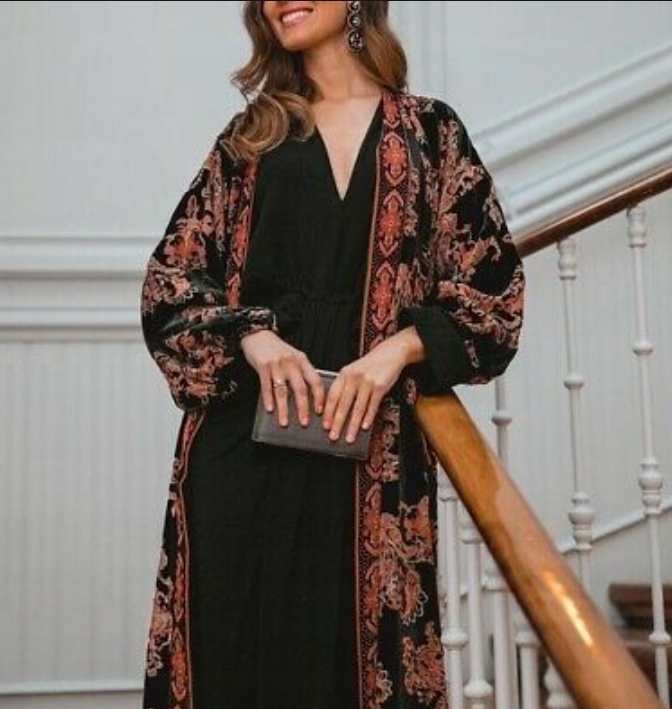 ZARA aksamitne kimono Boho S