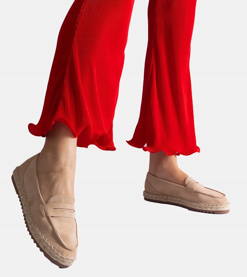 Espadryle damskie beżowe z eko-skóry 31069 rozmiar 36