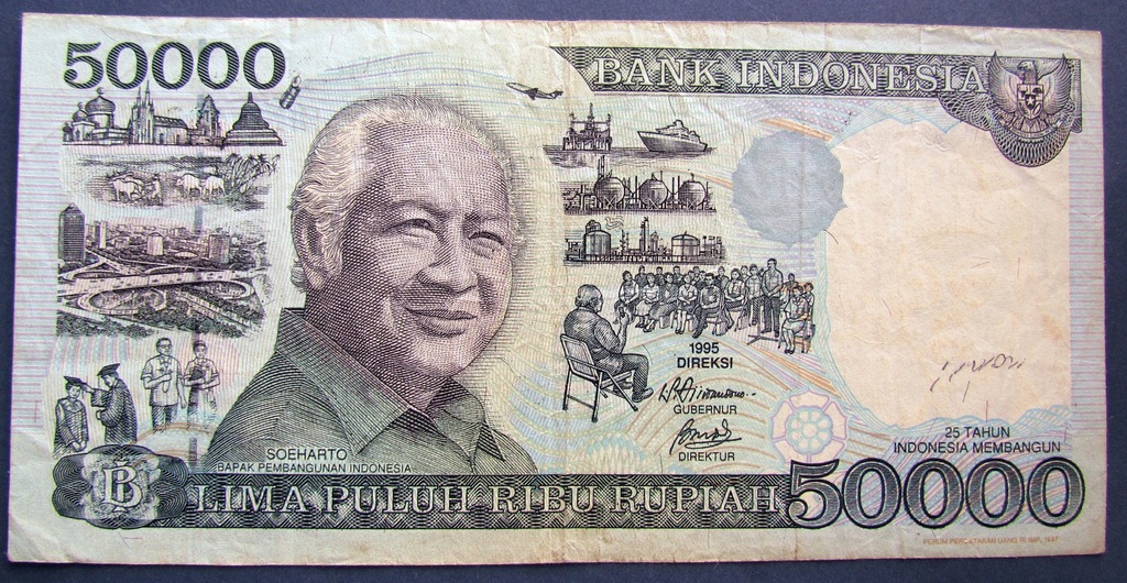 INDONEZJA, BANKNOT 50000 RUPIACH 1995, stan 3