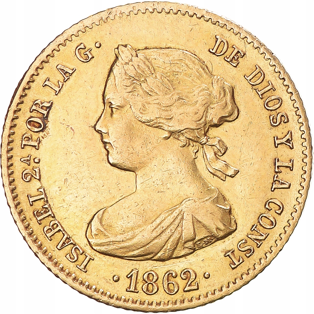 Moneta, Hiszpania, Isabel II, 40 Reales, 1862, Mad