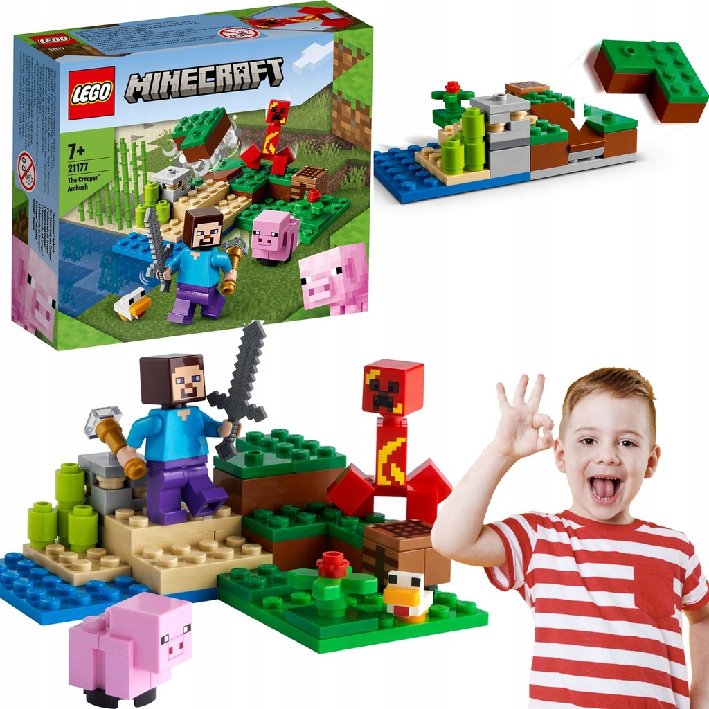 LEGO MINECRAFT ZASADZKA CREEPERA GUZIK DETONUJĄCY