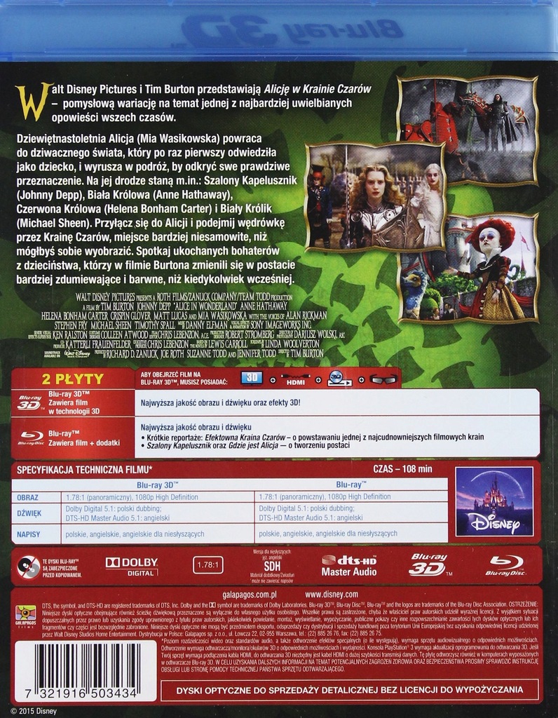 Купить АЛИСА В СТРАНЕ ЧУДЕС 3D [BLU-RAY]+[BLU-RAY 3D]: отзывы, фото и ...