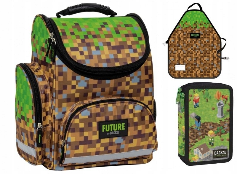 Zestaw szkolny PIXELE Tornister Piórnik Fartuszek