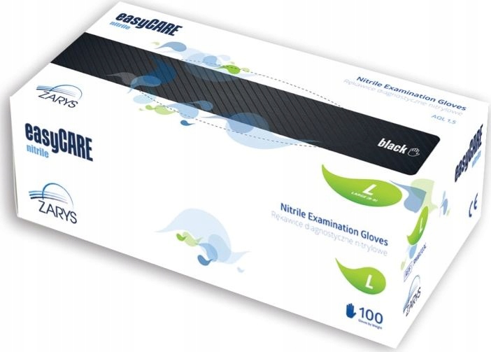 Zarys easyCARE - Rękawice nitrylowe, bezpudrowe, czarne - L OUTLET