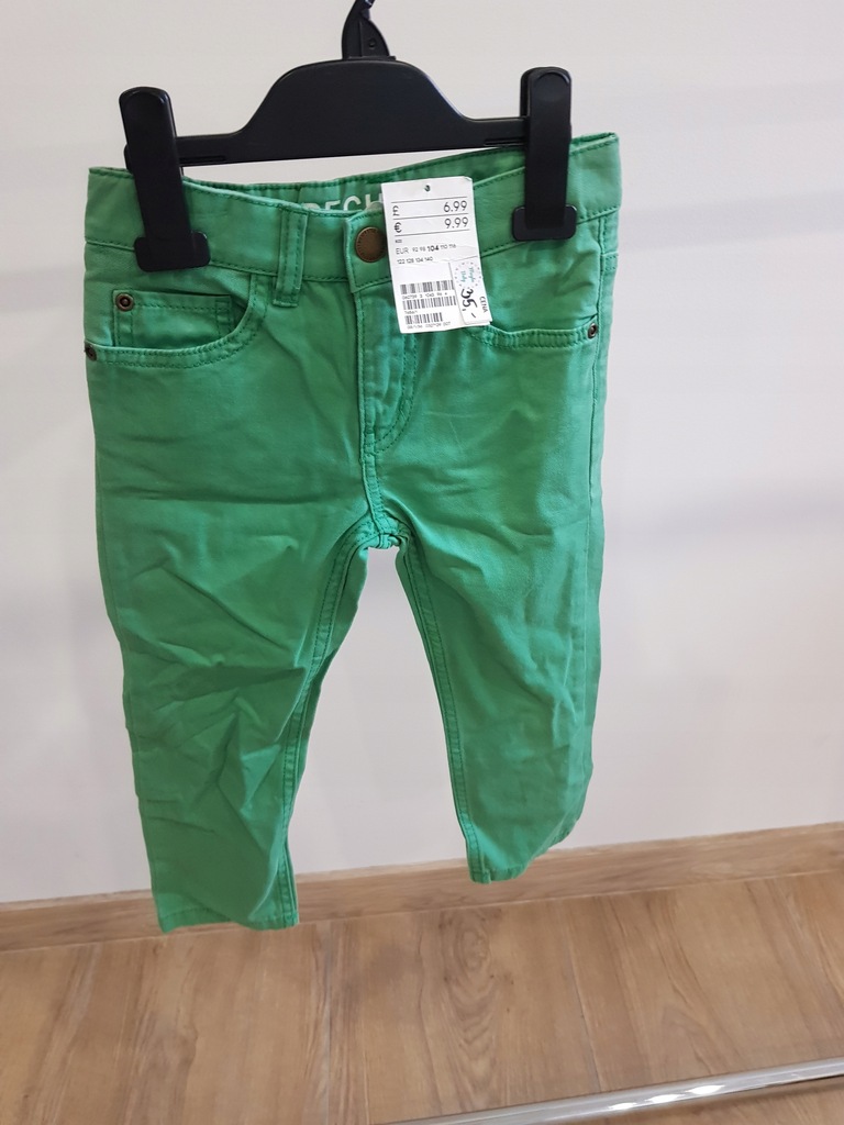 H&M spodnie jeansy rurki zielone 104 cm