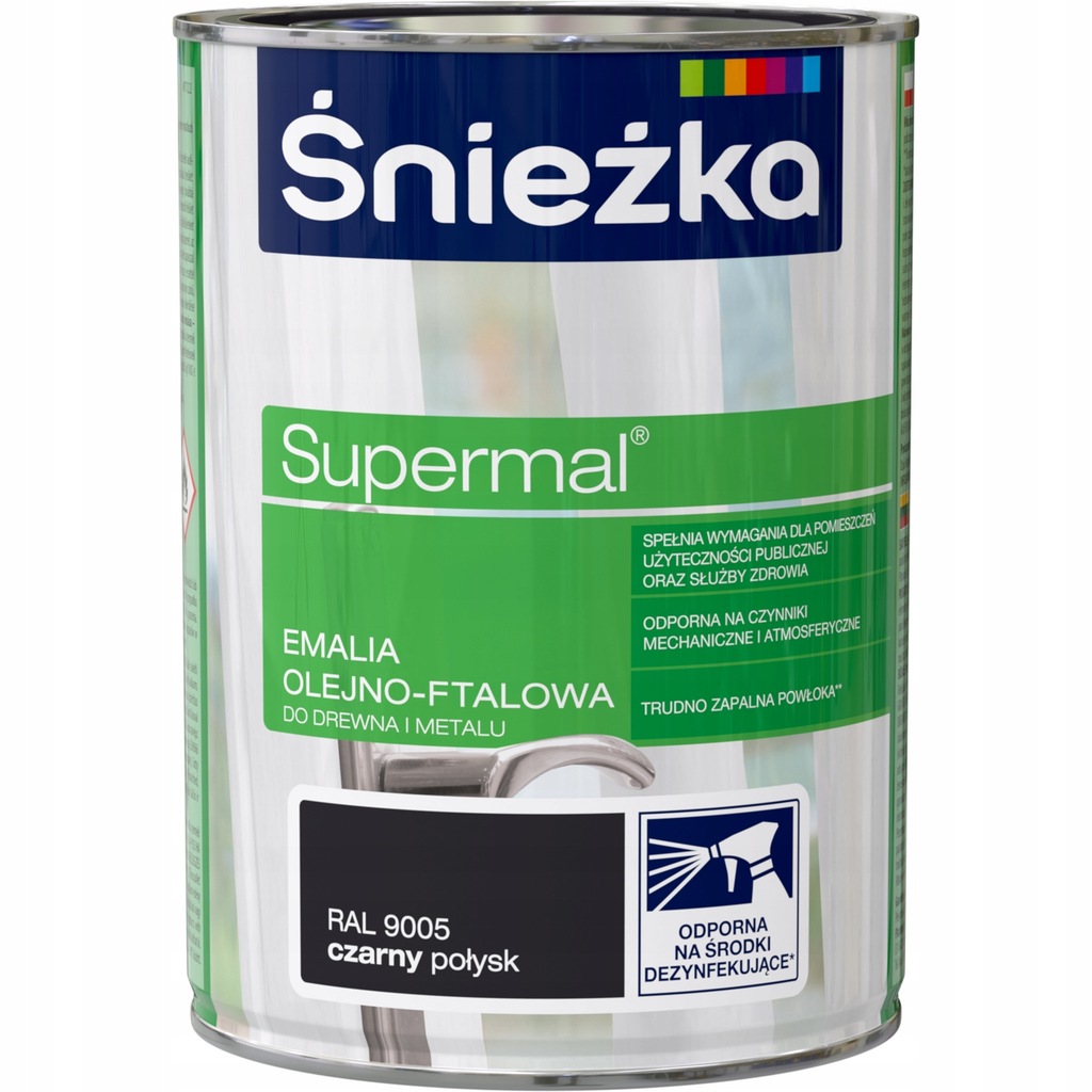 ŚNIEŻKA emalia supermal olejno-ftalowa ral9005 cza