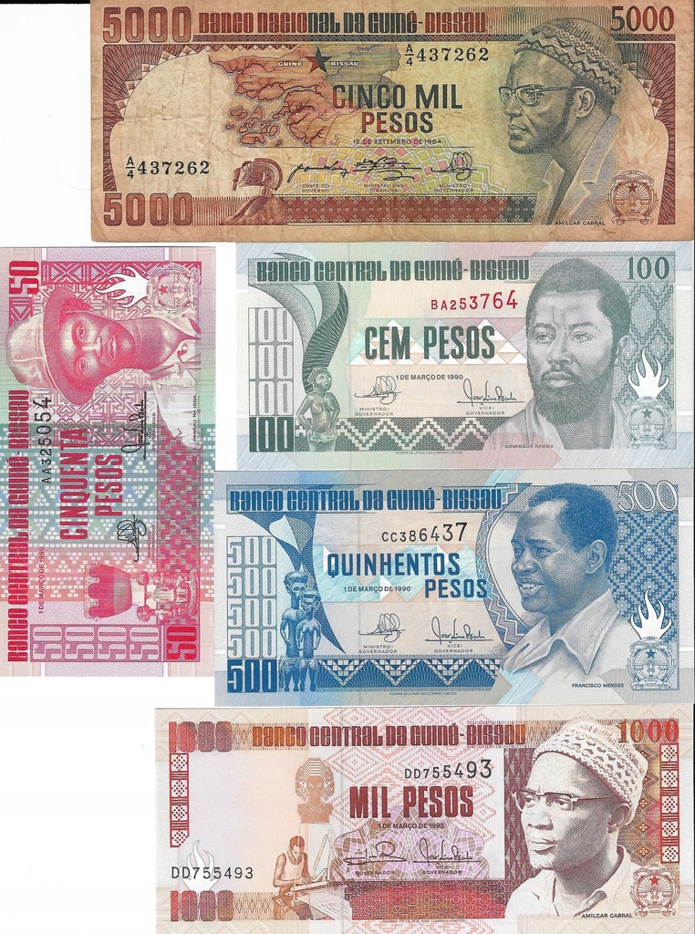 Gwinea Bissau zestaw banknotów