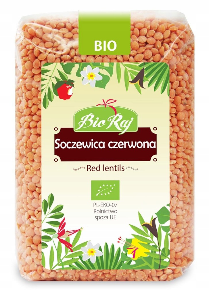 SOCZEWICA CZERWONA BIO 500 g - BIO RAJ