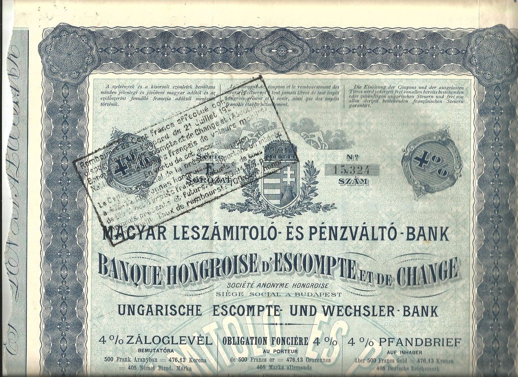 !C.K. WĘGIERSKI BANK DYSKONTOWY! BUDAPESZT 1911!