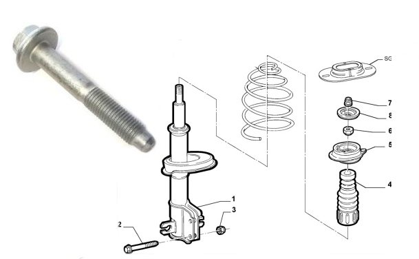Купить ВИНТ КРЕПЛЕНИЯ ПЕРЕДНЕГО АМОРТИЗАТОРА FIAT PANDA PUNTO: отзывы, фото, характеристики в интерне-магазине Aredi.ru