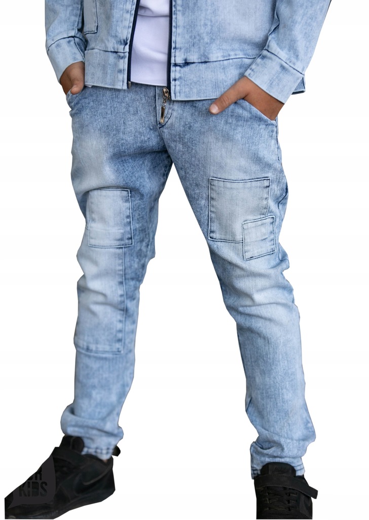 All for kids spodnie jeansowe z łatami 128 / 134