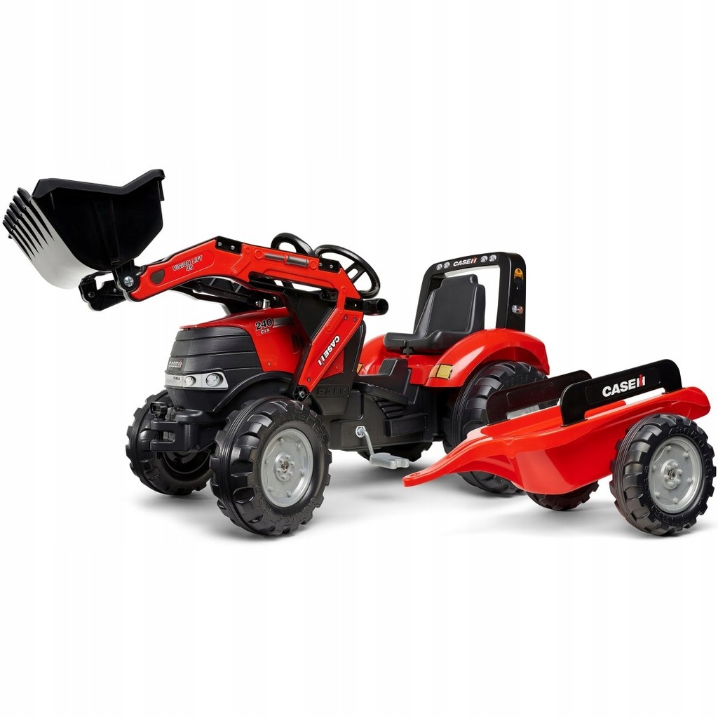 FALK TRAKTOR CASE NA PEDAŁY Z ŁYŻKĄ I PRZYCZEPKĄ CZERWONY OD 3 LAT
