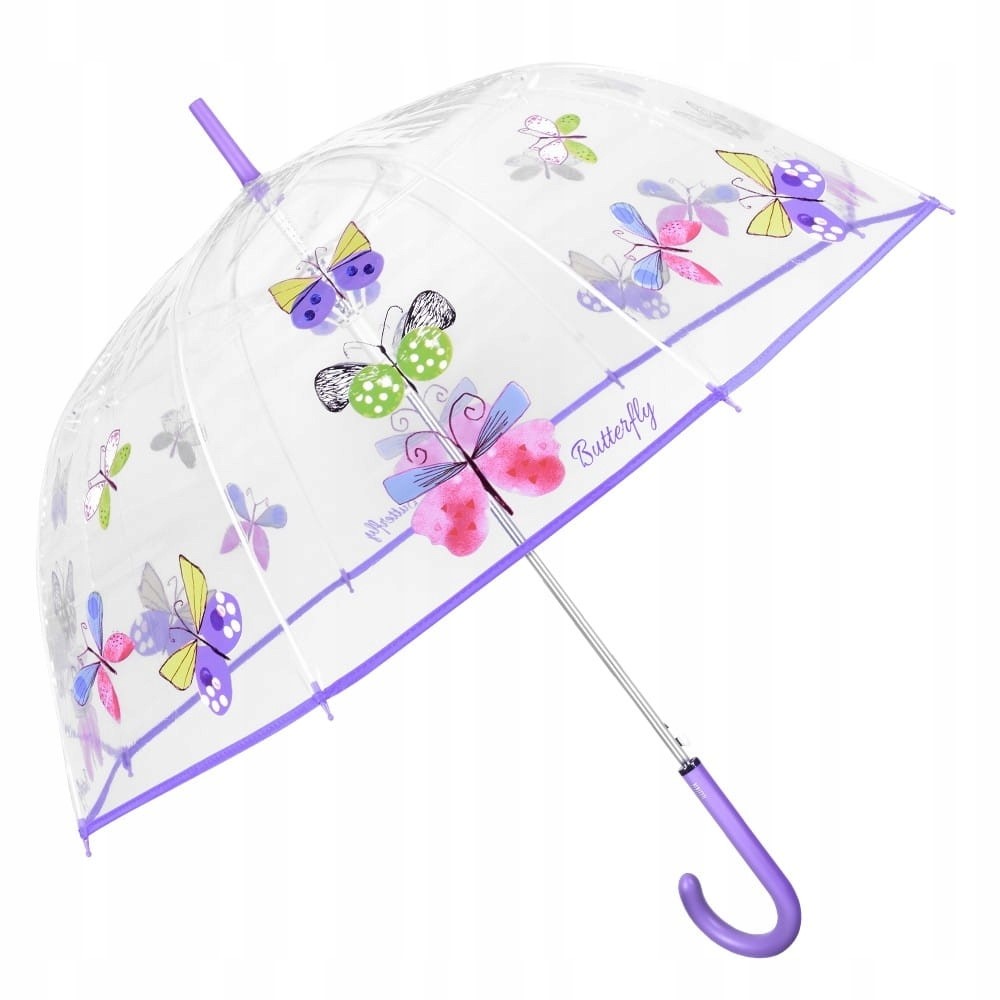 Parasol przezroczysty Perletti z nadrukiem motyli