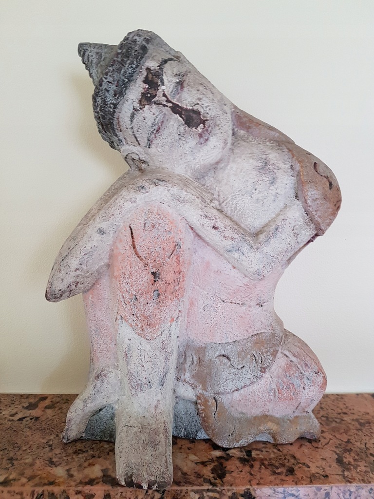 Budda figurka drewno polichrom Budha rzeźba Birma