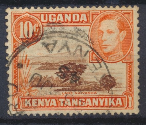 Kenia Uganda i Tanganika - 10c Kolonie Jezioro Drzewa Krzewy Król Jerzy VI