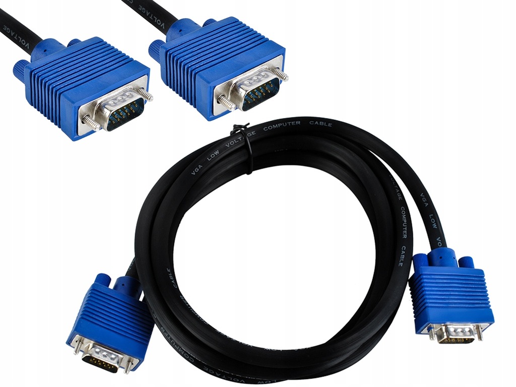 Kabel przewód VGA SVGA D-SUB monitor PC FULL HD 2m