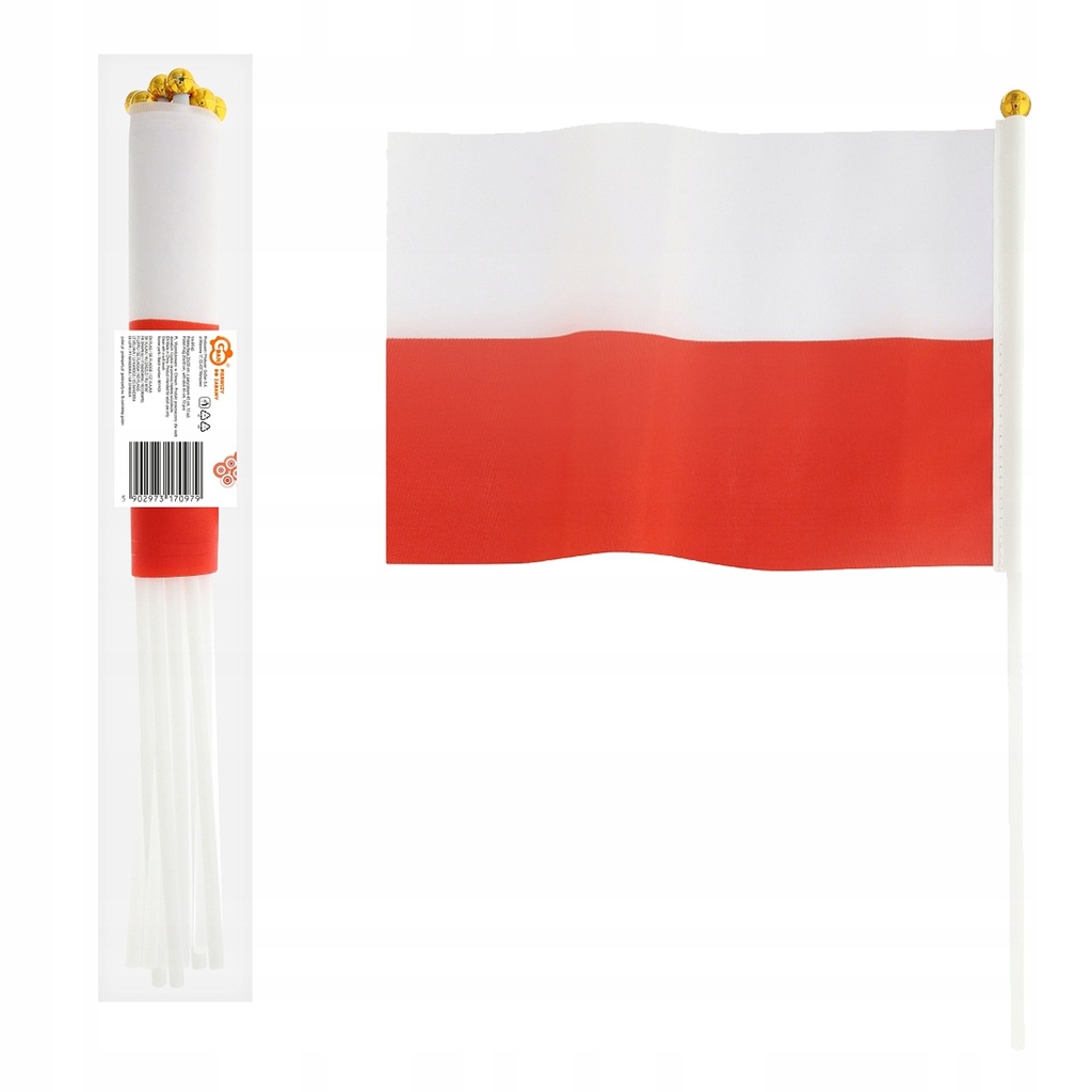 10szt Flaga narodowa 45cm Polska biało-czerwona chorągiewka GODAN