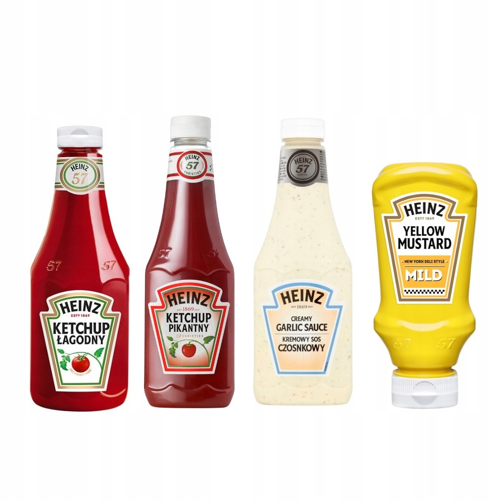 Sos Heinz zestaw czosnkowy ketchup musztarda x4