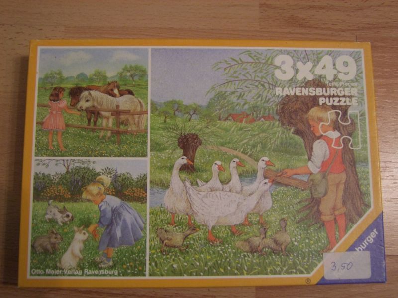 Puzzle - Karmienie zwierząt - 3x49el- Ravensburger