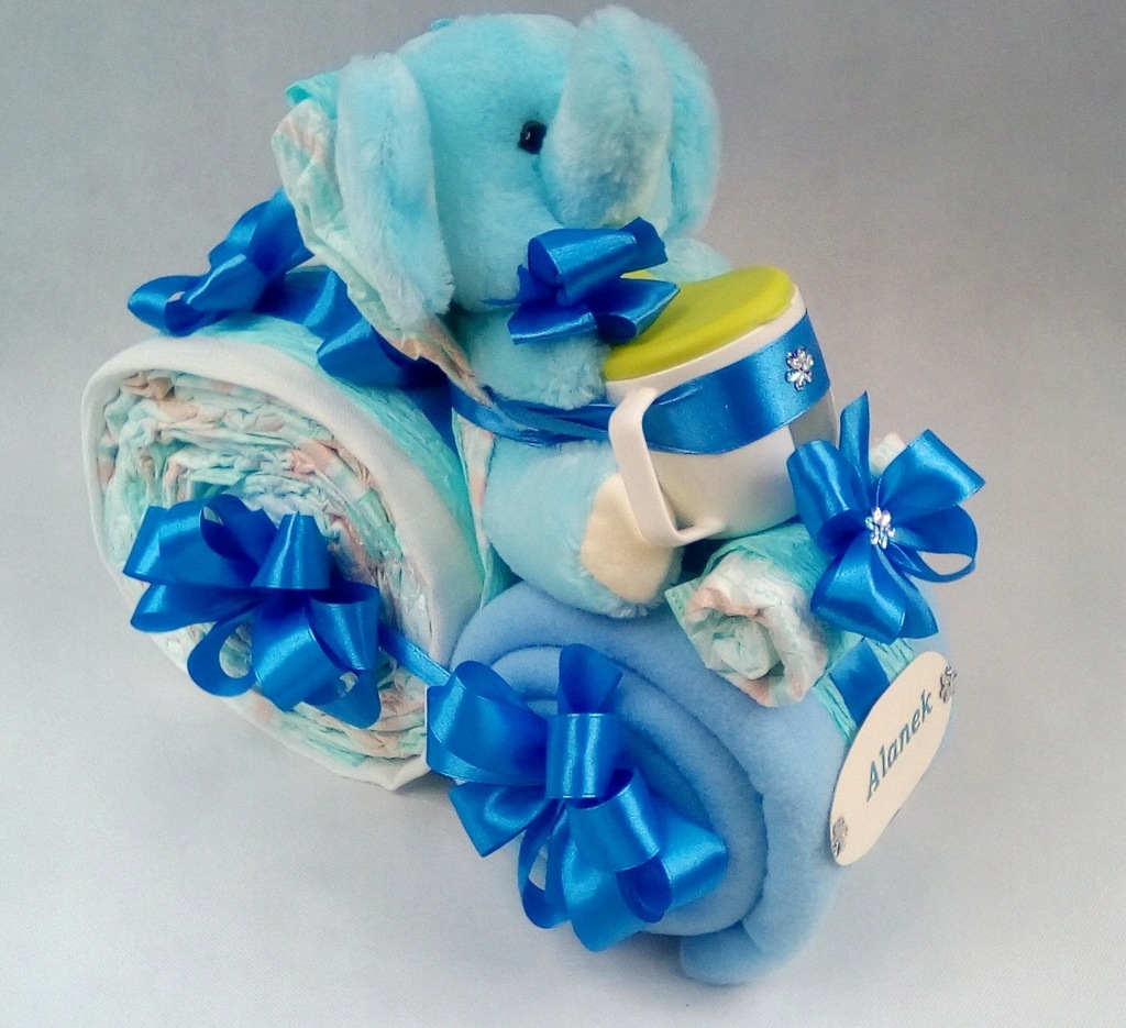 MOTOREK tort Z PAMPERSÓW pieluch chrzest roczek - 7709026731