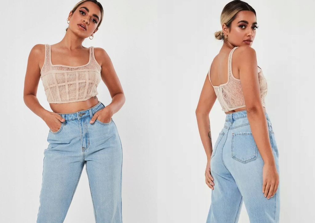 MISSGUIDED PETITE KORONKOWY CROP TOP M