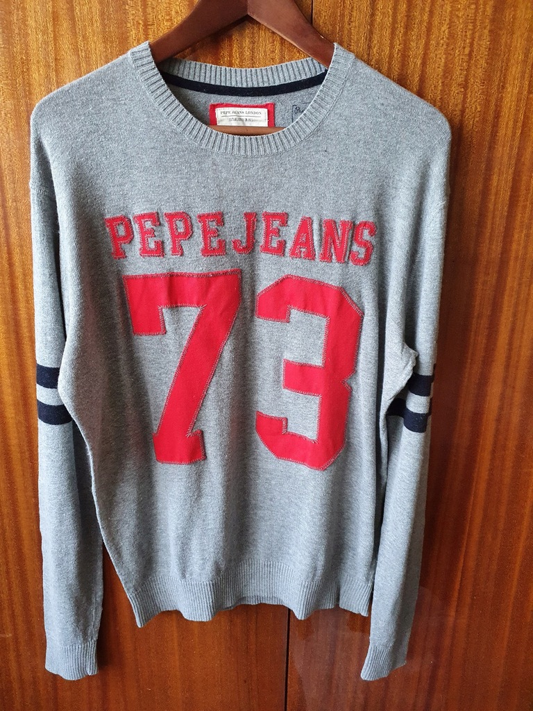 Modny męski szaro-czerwony sweter Pepe Jeans