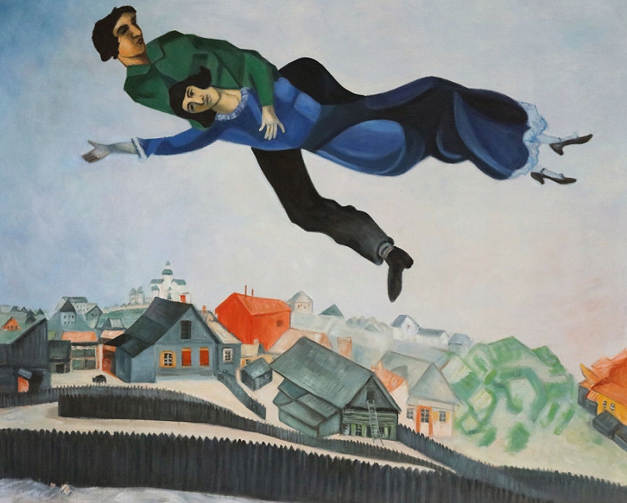 Obraz olejny Zakochani nad miastem - Marc Chagall