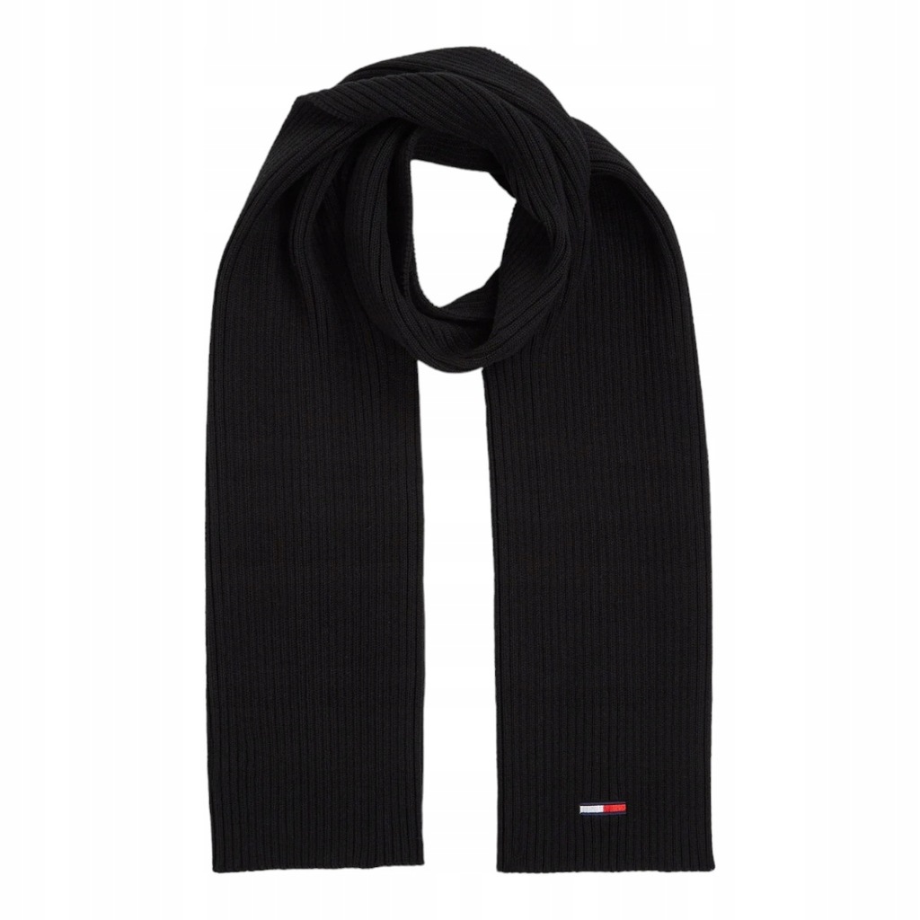 TOMMY HILFIGER CIEPŁY SZAL SZALIK TJM FLAG SCARF CZARNY